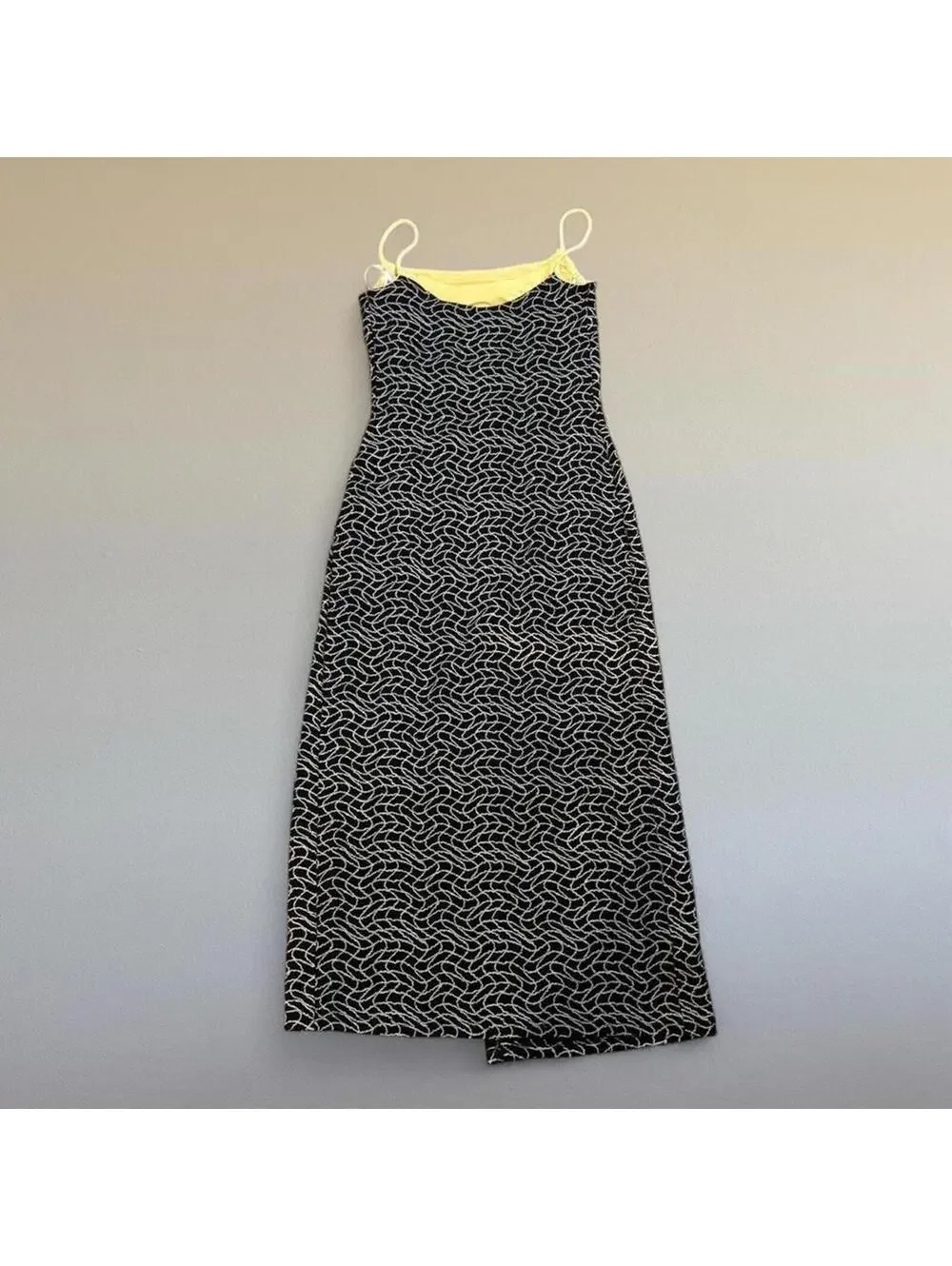 90s formal dress with abstract print Sz. L - Picture 3 of 5